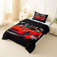 thumbnail image 3 of Castle Fairy Retro Racing Car Twin Comforter Sets 3-Piece for Teens, Speedometer Art Bedding Set for Bedroom, Red Black,Black Reversible, 3 of 6