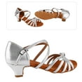 thumbnail image 2 of Zapatos de baile latino suaves y cómodos para niñas, color plateado, talla 34, 2 of 14