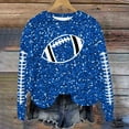 thumbnail image 2 of Cnbwig Fashion Hoodies for Women Sweatshirts Long Sleeve Crewneck Sweatshirt Football Glitter Print Sequins Loose Winter Top Soft Blouse Top Casual Fall Clothes 2025 Workout Shirt A19-Blue S, 2 of 5