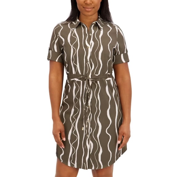 Halston Women's Shirt Dress | Green (Sage Wave), Large