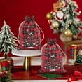 thumbnail image 5 of 1 PC Cotton Medium Christmas Drawstring Candy Treat Bag Buffalo Plaid Christmas Fabric Goody Gift Pouch Reusable Gift Wrapping Bag Holiday Party Favors, 5 of 6