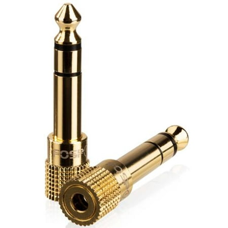 FosPower 6.35mm (1/4 inch) Male to 3.5mm (1/8 inch) Female 3-Conductor TRS AUX Stereo Audio Headphone Jack Adapter - 24K Gold Plated (1