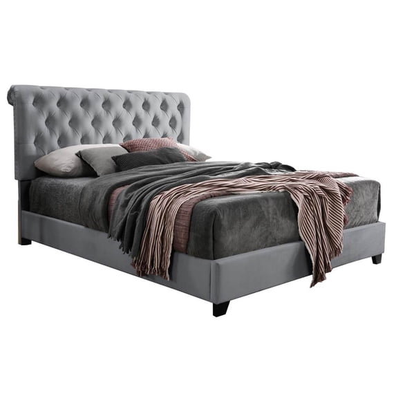 Scalloped Platform Bed in Gray Finish (King: 84 in. L x 80 in. W x 56 in. H (86 lbs.))