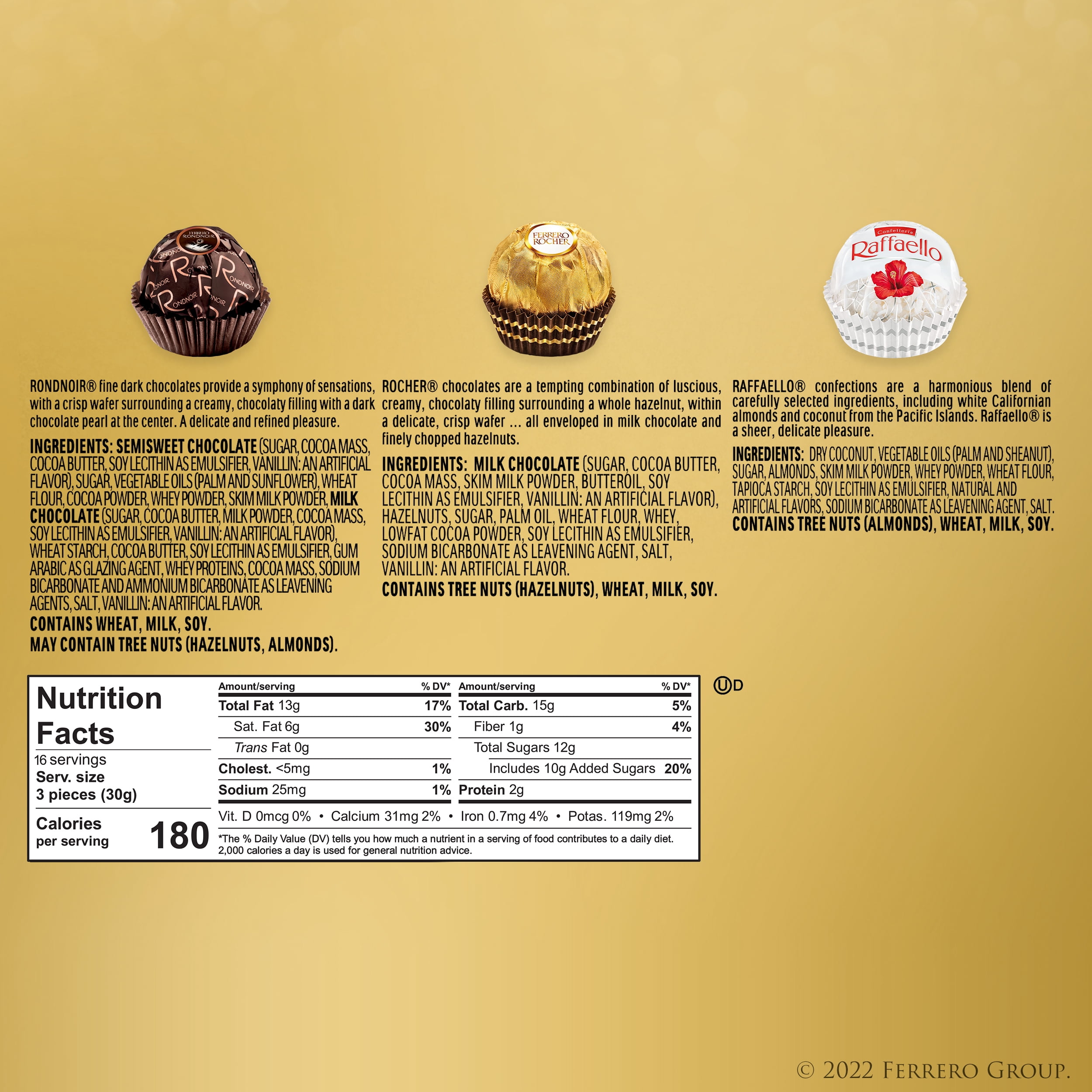 Ferrero Rocher Collection, Fine Hazelnut Milk Chocolates, 48 Count, Gift Box, Assorted Coconut Candy and Chocolates, 18.2 oz