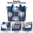 thumbnail image 2 of Tote Bag for Women - Blue Dandelion Pattern Shoulder Bag - Large Utility Work Duffle Bag with Zipper Handbag for Travel, Work, Sprots, 2 of 5