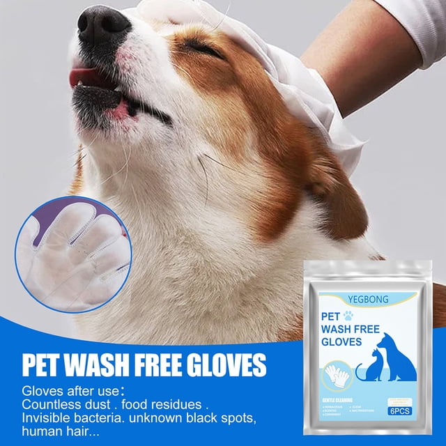 6 uds gatos perros guantes de limpieza no tejidos sin enjuague guantes desechables para mascotas toallitas