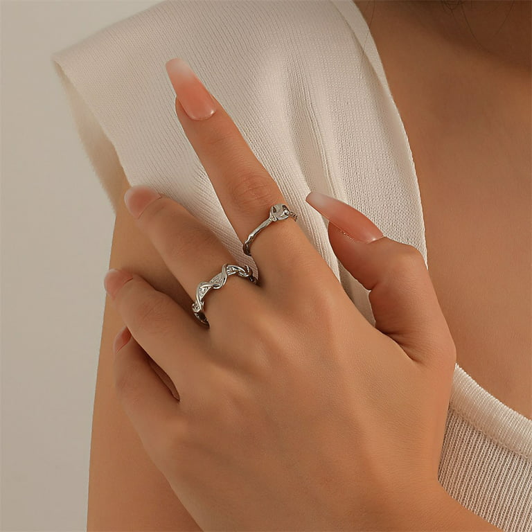 Apmemiss Wholesale Irregular Ring Two-piece Personality Ring Fashionable Index And Finger Versatile Jewelry