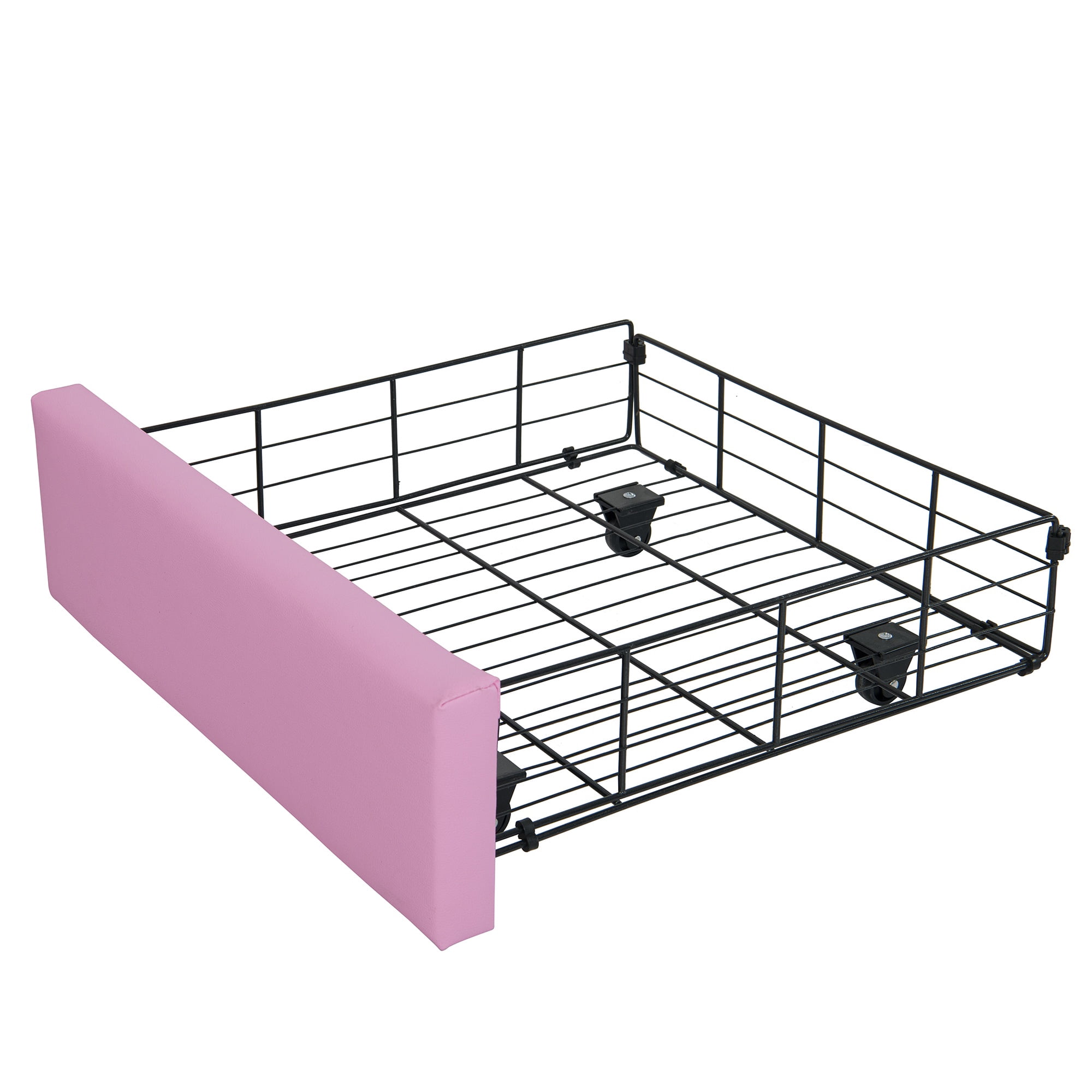 Bellemave Full Size Upholstered LED Bed with Storage Drawers, Princess Platform Bed with Crown Headboard, Pink Cute Girls Full Beds with Wooden Slats Support, No Box Spring Needed-Pink