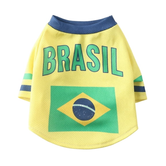 Pet Dog Jersey, Summer Cooling Mesh Fabric, Soccer Sportswear, Lightweight Football Casual Clothes for Small Dogs(L,Yellow)