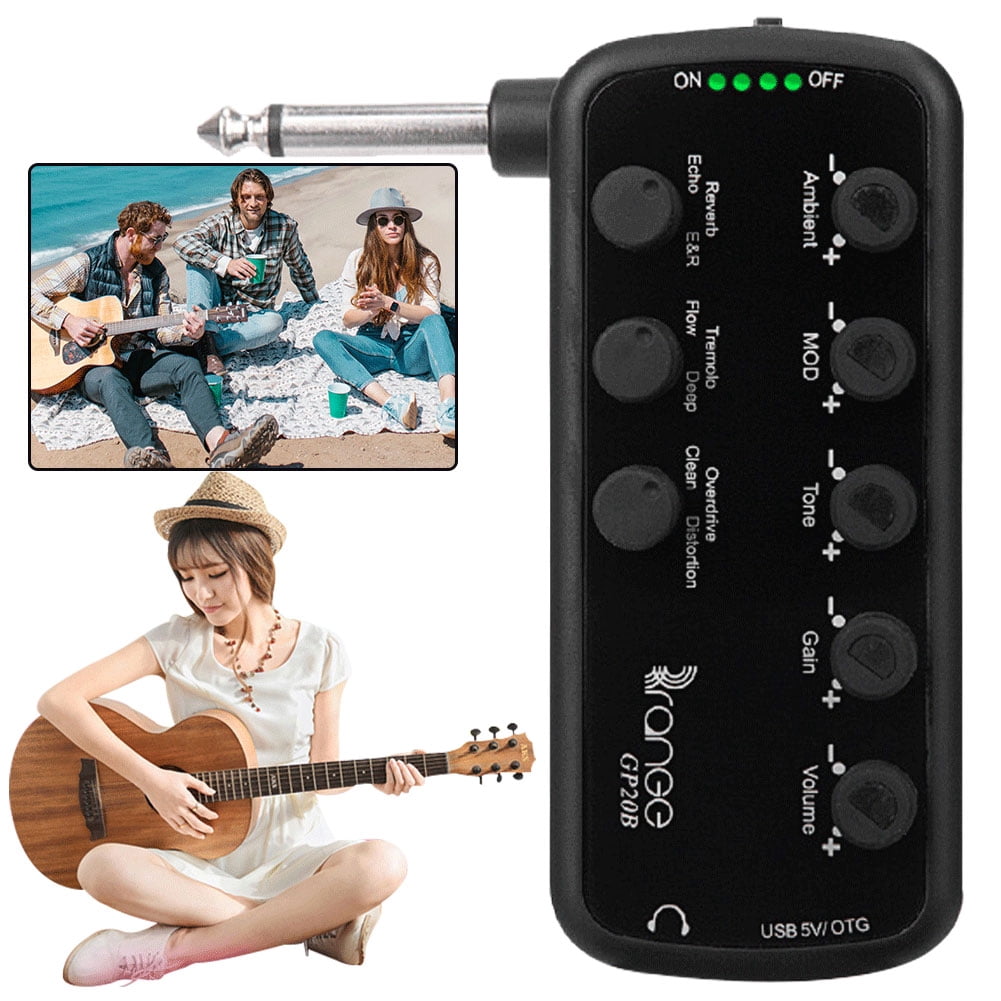 BLEEUS Bass Headphone Amplifier Usb Chargable Carry-on Plug-in Multi-effects Amp Musical Instruments Supplies (B)