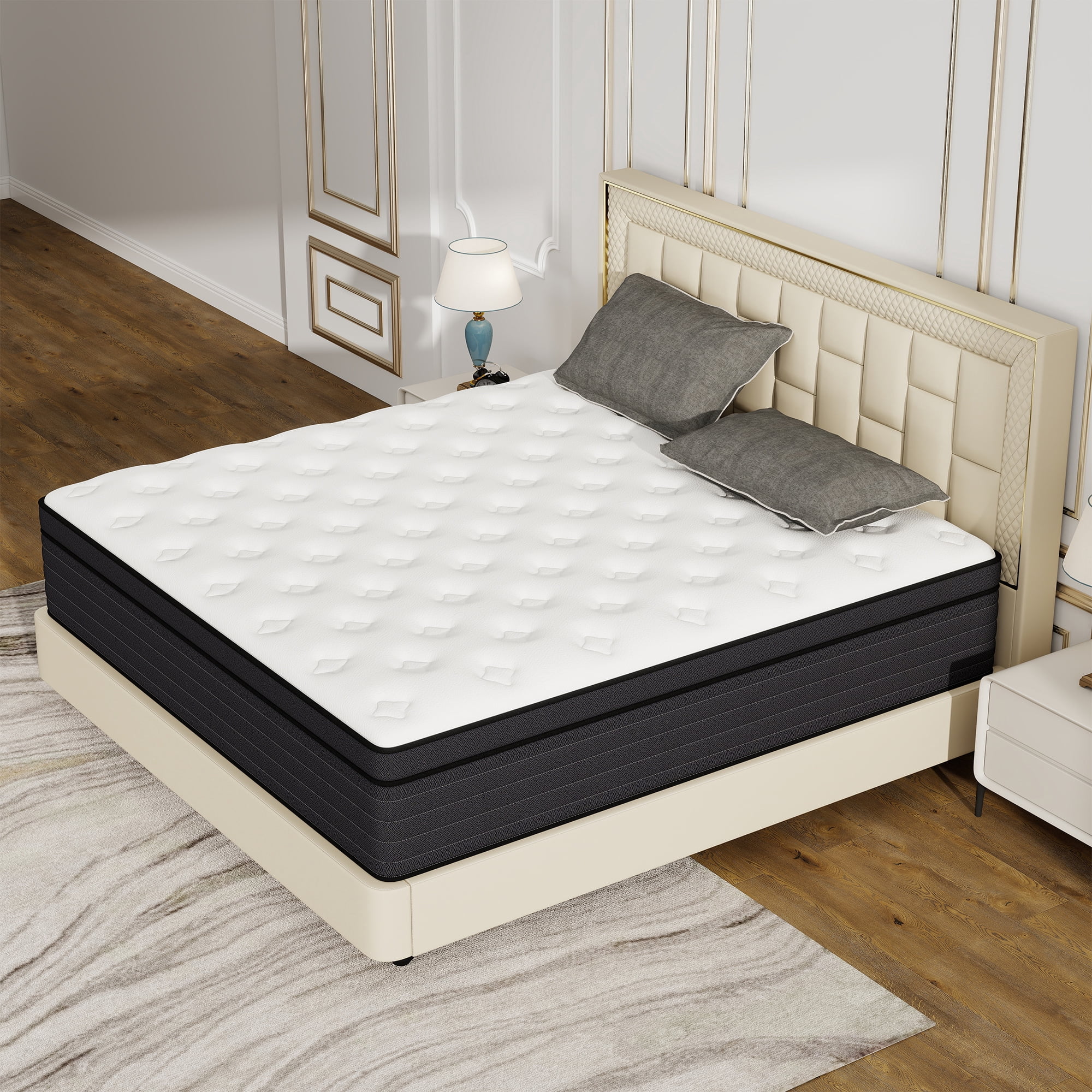 Yilicy 12 inch Queen Mattress, Gel Memory Foam & Spring Hybrid Medium Comfort Mattress in a Box,Adult