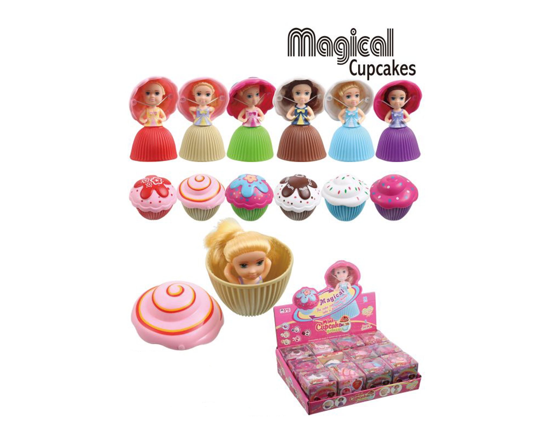 Set of 6 Mini Cupcake Surprise Transforming Princess Dolls