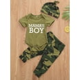 thumbnail image 3 of Dewadbow Newborn Baby Boys Girls Letter Print Romper Tops Pants Hat Outfit, 3 of 6