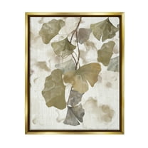 Stupell Industries Rustic Ginkgo Leaves Botanical & Floral Painting Gold Floater Framed Canvas Art Print Wall Art, 25 x 31