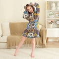 thumbnail image 4 of FORMRS Kids Bathrobe Unisex Hooded Robe Toddler Pajamas Sleepwear, Size 4-6T, Beige Flowers, 4 of 7