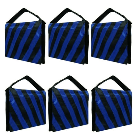 Lightning Stand Bag - Loadstone Studio 6 Packs of Heavy Duty Photographic Sand Bag Blue Stripe, Video Photo Studio Weight Bag for Light Stand Tripod, Boom Arm Stand, 20 lbs Max Capacity Saddlebag, WMLS4337