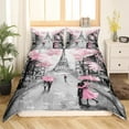 thumbnail image 2 of Eiffel Tower Comforter Cover for Girls Women Pink Cherry Blossoms Duvet Cover for Teens Couple Valentine's Day Gifts, Flower Print Romantic Theme Bedding Set Paris Famous Cityscape Bedding,Queen, 2 of 7