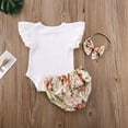 thumbnail image 2 of 3Pcs Newborn Infant Baby Girl Clothes Ruffle Romper Bodysuit Floral Shorts Summer Outfit, 2 of 7