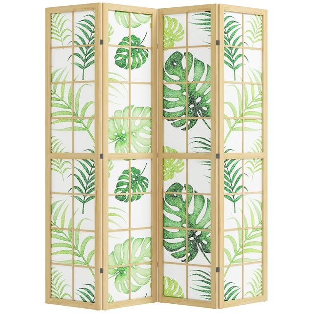 HOMCOM 4 Panel Folding Privacy Screen, Boho Room Divider for Living Room