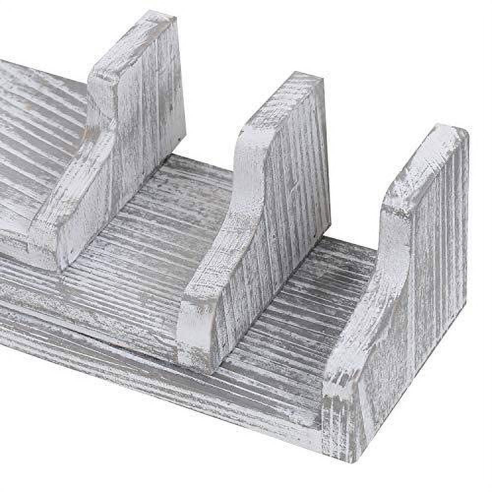 NEX Floating Wall Shelves Metal Brackets Wall Mounted Rustic Wood Shelves Set of 3 Pale Gray (NX-HK87-39)