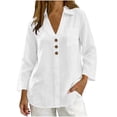 thumbnail image 5 of GUACER Womens Long Sleeve Shirts Cotton Linen V-Neck Button Down Tunic Tops with Pocket Casual Loose Blouses, 5 of 8