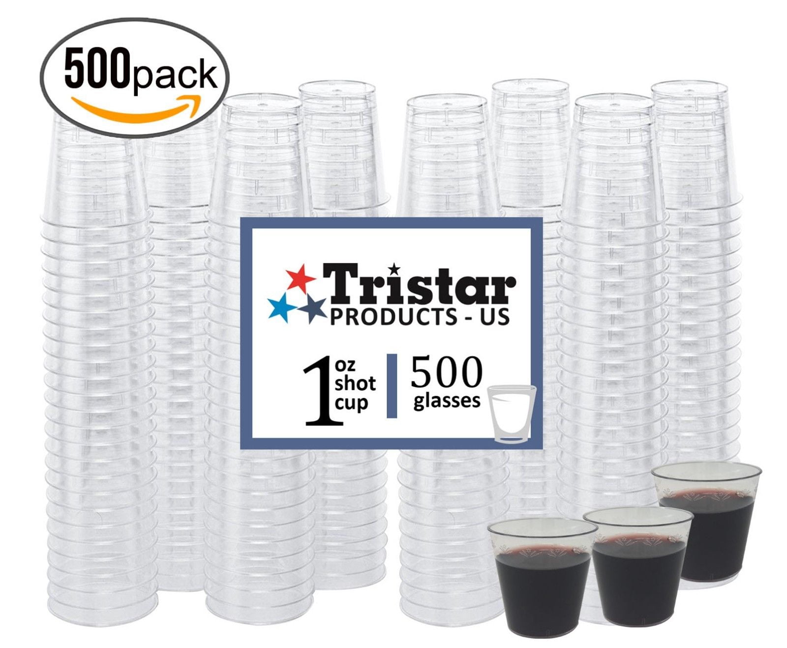 1 Free Shipping 1 ounce Clear Plastic Shot Glasses 1 oz Box of 500