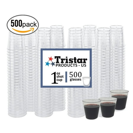 500 Clear Plastic 1 ounce Shot Glasses Cups Disposable Clear Durable Hard Plastic Tasting Sample Shot Glass Whisky Wine