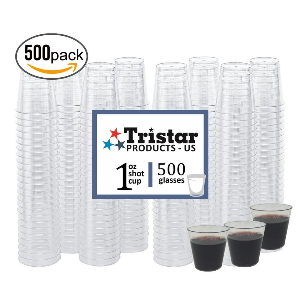 500 Clear Plastic 1 ounce Shot Glasses Cups Disposable Clear Durable Hard Plastic Tasting Sample