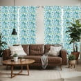 thumbnail image 2 of Ambesonne Blue and Green Window Curtains, Flora Nature Flower, Each 28" W x 95" L, Blue Apple Green White, 2 of 5