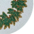 thumbnail image 2 of Holly Berry Bead Embroidered PlacematColor: White, Red & GreenSize: 13.5" RoundSet of 2, 2 of 5