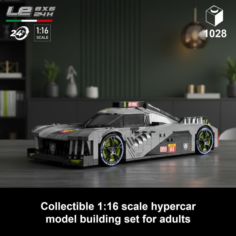 Le 8X6 Hybrid Hypercar Building Set for Adults, Collectible 1:16 Scale Race Car Model, Racing DIY Craft for Display and Play, Ideal Gift for Birthdays and Fans, (1,028 PCS, A-Y26004)