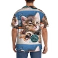 thumbnail image 5 of KLL Playful Cat Print Men's Shirt Short Sleeve Button Down Summer Cuba Beach Shirts- Small, 5 of 7