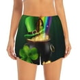 thumbnail image 2 of Xecao's St. Patrick's Day4 for a double-layer running short for women, perfect for gym, tennis, and more, featuring a convenient pocket., 2 of 9