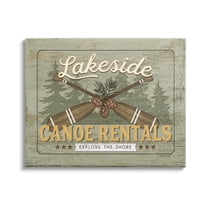 Stupell Lakeside Canoe Rentals Vintage Rustic Landscape Painting Gallery Wrapped Canvas Print Wall Art