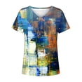 thumbnail image 4 of Débardeurs d'Été Grande Taille pour Femmes, Blouse Imprimée d'Été, T-Shirts Décontractés à Col en V, Manches Courtes, Hauts, T-Shirt à Col en V pour Femmes en Liquidation, 4 of 5