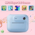 thumbnail image 2 of Cámara Digital de Impresión Instantánea HD 1080P para Niños, 1300 MAh, con Reproductor MP3 y 5 Juegos, Ideal Como Regalo de Cumpleaños para Niñas y Niños A, 2 of 5