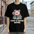 thumbnail image 3 of Black T Shirts for Men, Pig In Suit, Graphic Mens Graphic Tees, 24936803,3XL, 3 of 8