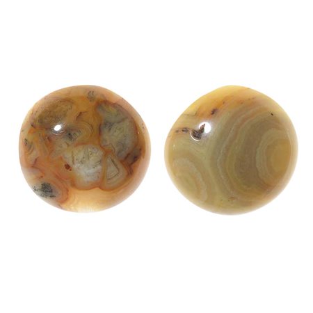 Mexican Gemstone - Mexican Crazy-Lace Agate Gemstone Round Flat-Back Cabochons 18mm (2 Pieces)