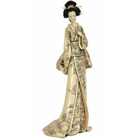 Oriental Furniture Geisha With Flower Vine Kimono Figurine