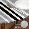 thumbnail image 3 of Black Grey Stripes Round Tablecloth, Fitted Table Cover with Elastic for 55"-60" Round Tables, Simple Striped Lines Minimalist Modern Table Cloth Outdoor Indoor Dinning Party Waterproof Tablecloths, 3 of 7