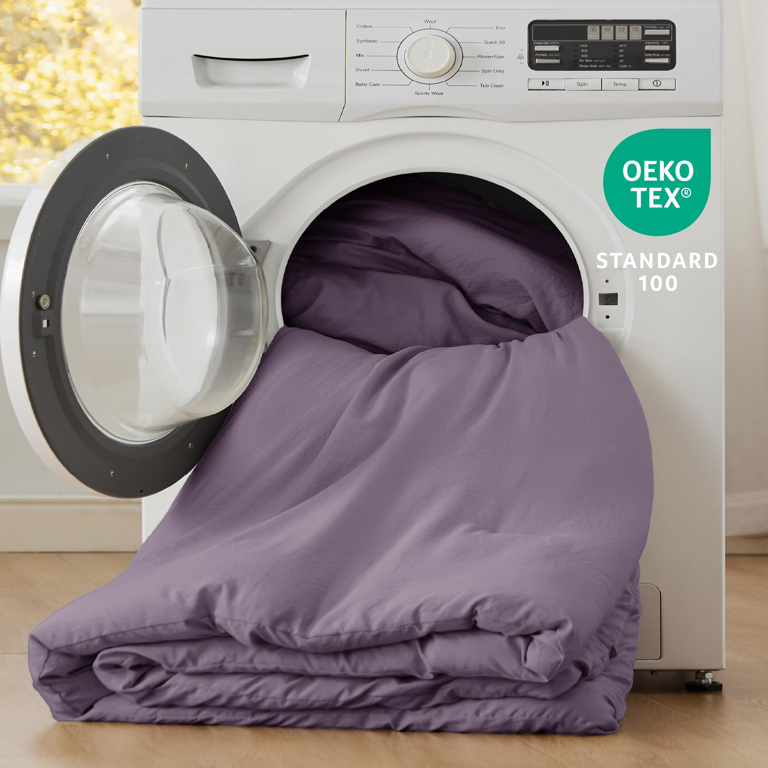U by Bedsure 3 Pieces Queen Comforter Bedding Set, Purple Comforter Set for All Seasons, 1 Lightweight Prewashed Comforter and 2 Pillowcases, Queen, Grayish Purple