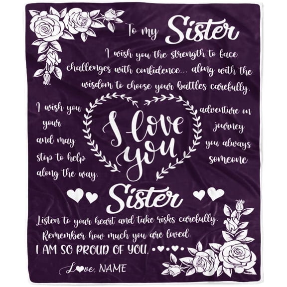 Personalized to My Sister Blanket from Brother I Wish You The Strength Sister Birthday Graduation Christmas Customized Bed Fleece Throw Blanket (60 x 80 in Adult Size) add
 Same printed canvas bag
