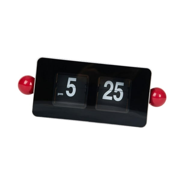 Reloj de mesa con tapa automática, adorno de escritorio, artesanía moderna, regalo de cumpleaños, número grande Rojo negro