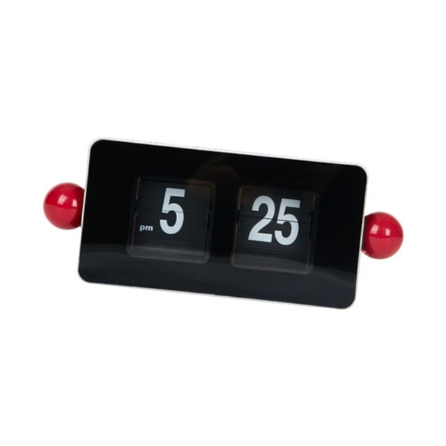 Reloj de mesa con tapa automática, adorno de escritorio, artesanía moderna, regalo de cumpleaños, número grande Rojo negro