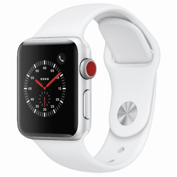 Restored Apple Watch Series 3 (GPS+Cellular, 42mm) - Silver - Aluminum Case - White Sport Band (Refurbished)
