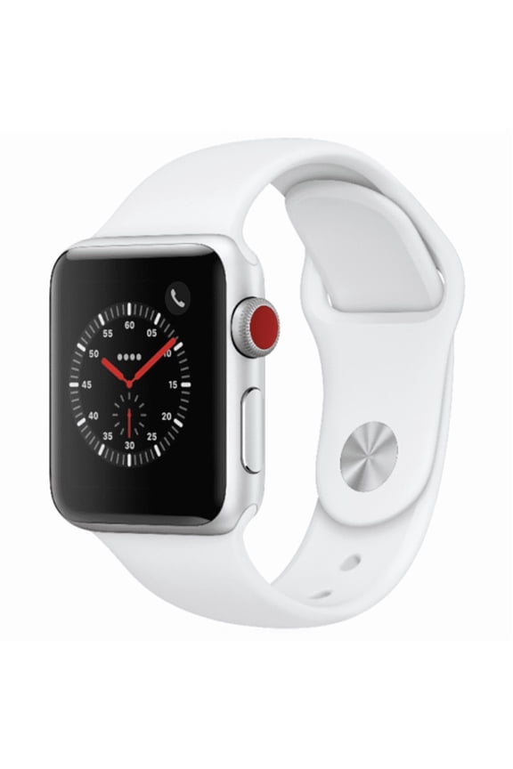 Restored Apple Watch Series 3 (GPS+Cellular, 42mm) - Silver - Aluminum Case - White Sport Band (Refurbished)