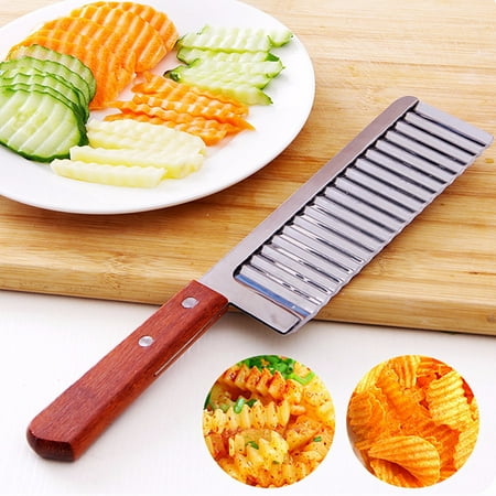 usa crinkle potato blade wooden handle tool wavy chip french fry