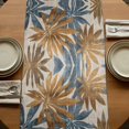 thumbnail image 5 of Navy Blue Brown 90 Inch Table Runner, Retro Tropical Palm Leaves Botanical Farmhouse Dresser Scarf Cotton & Linen Tablerunner for Dining/Kitchen Island/Holiday Party Décor 13" x 90", 5 of 9