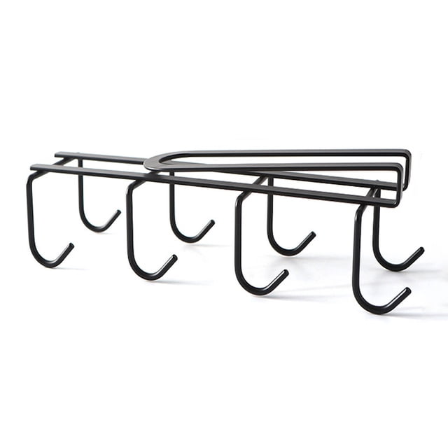 Bewildely Estante para tazas de café montado en la pared, soporte de cocina para el hogar, gancho para armario Almacenamiento y organización del hogar Negro