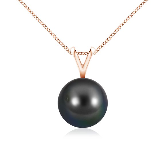 ANGARA Tahitian Cultured Pearl Solitaire V-Bale Pendant in 14K Rose Gold for Women | June Birthstone, Birthday, Anniversary, Jewelry Gift for Women | Pearl Necklace